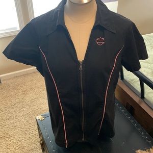 Harley Davidson Biker shirt /vest with pink Harley Davidson embroidered shirt